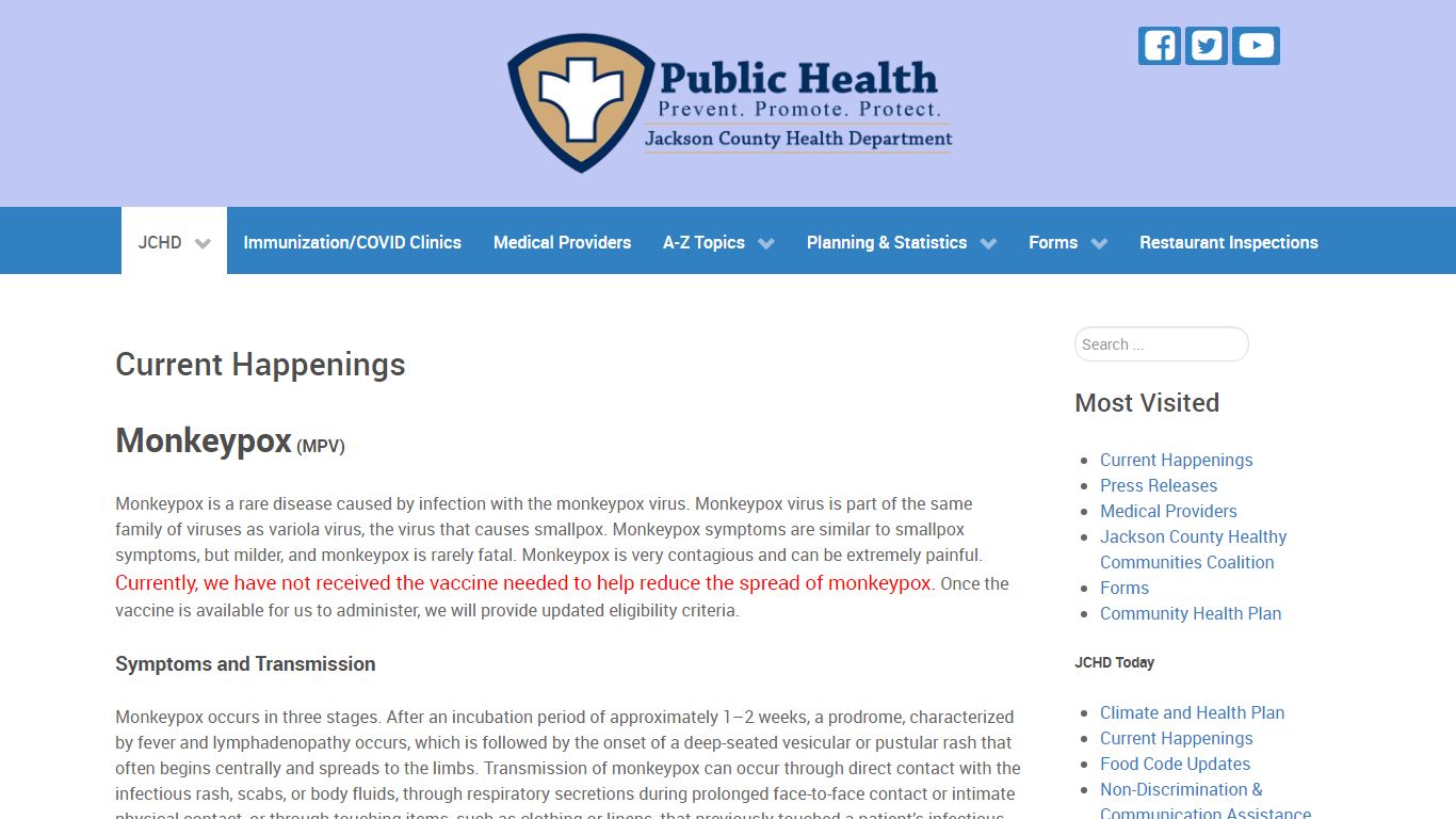 Jackson County Health Department - JCHDonline